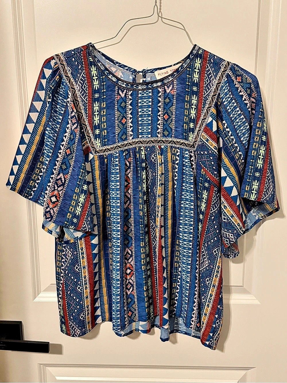 Flying Tomato Geometric Top in Blue & Red Size Large